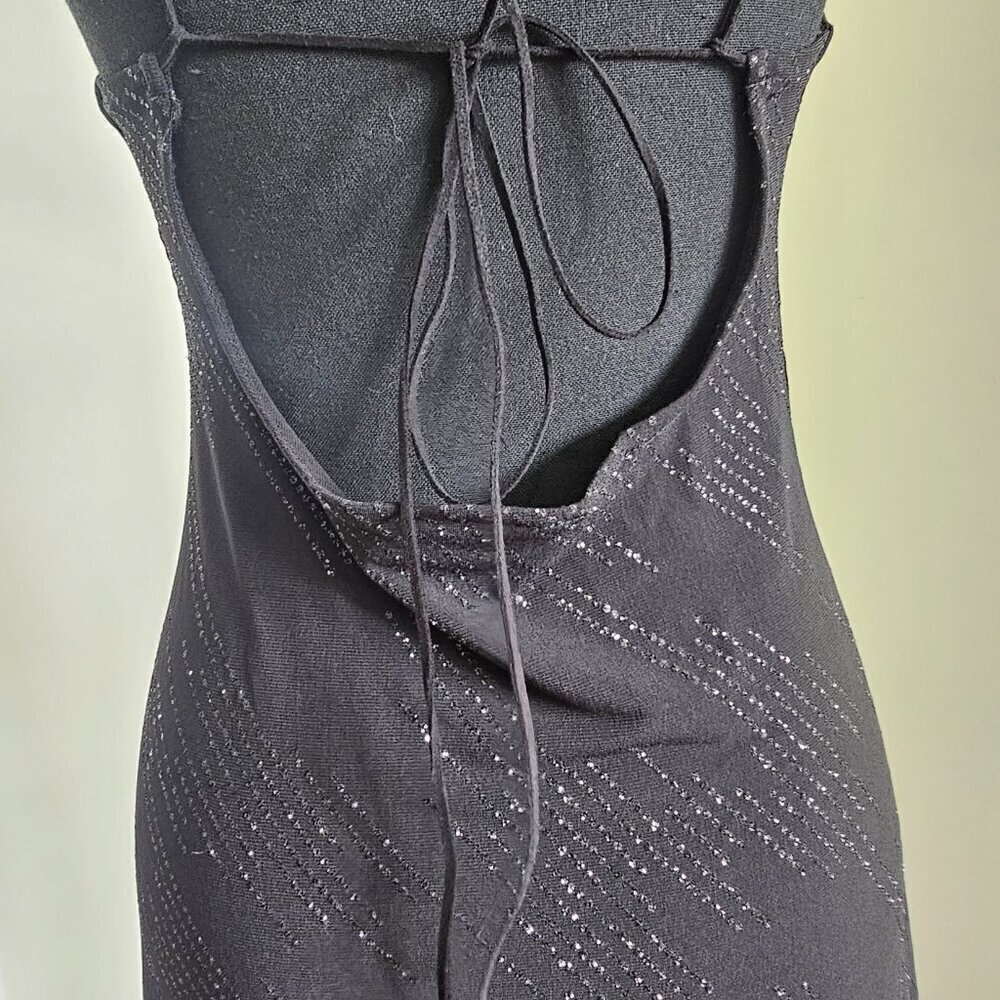 Women's Black Spaghetti Strap Asymmetrical Party Dress - Picture 6 of 16